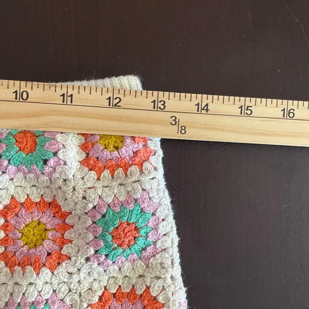 Art Class Girls Crochet Granny Square Sweater Skirt Boho Retro Size L 10/12
